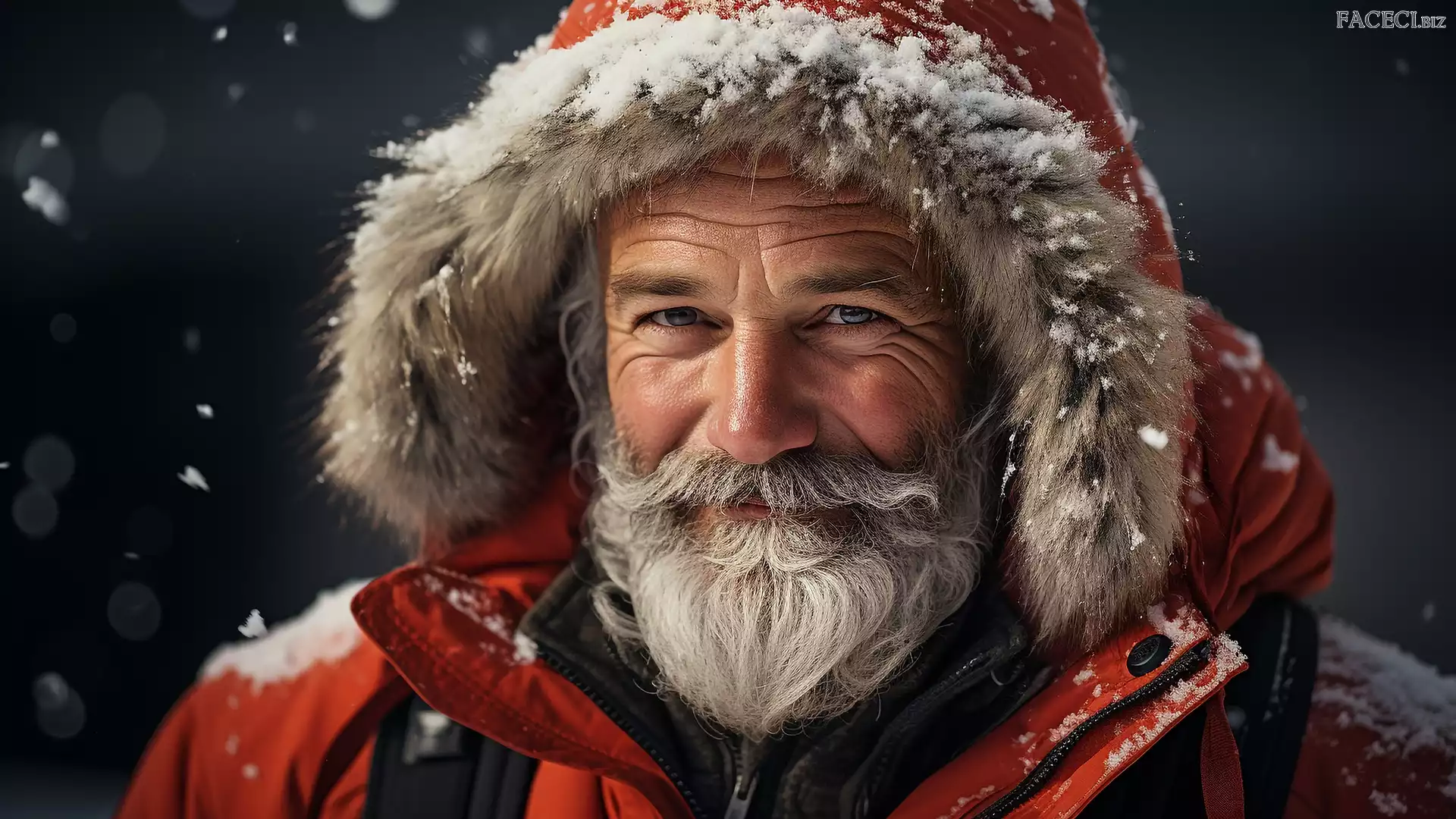 Uśmiechnięty, Mężczyzna, Kaptur, Broda